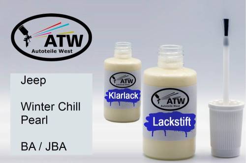 Jeep, Winter Chill Pearl, BA / JBA: 20ml Lackstift + 20ml Klarlack - Set, von ATW Autoteile West.